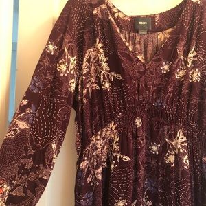 Maeve dress. Maroon/purple print.
